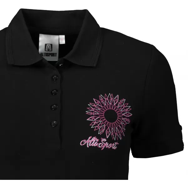  Damen-T-Shirt mit Kragen ALTISPORT ALW024210 SCHWARZ ROSA 