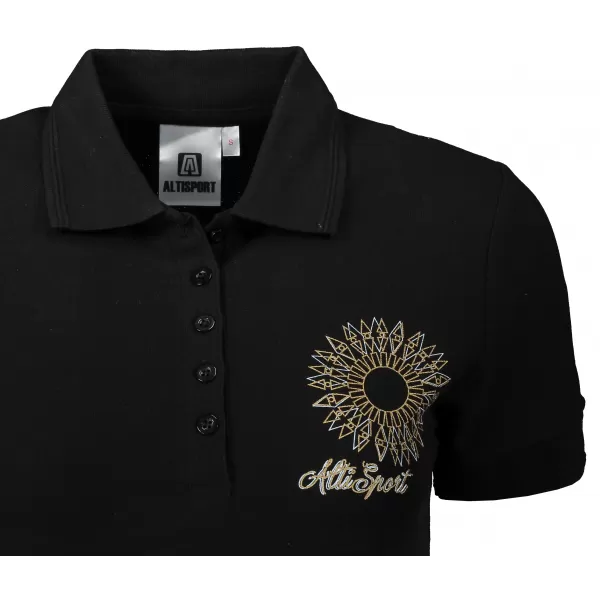  Damen-T-Shirt mit Kragen ALTISPORT ALW024210 SCHWARZ UND GOLD 