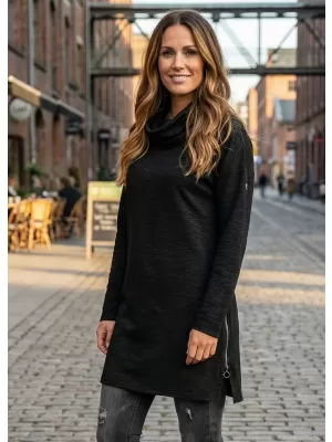 Erweitertes Damen-Sweatshirt KIXMI LUCKY SCHWARZ