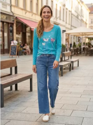 Dámské triko s dlouhým rukávem ALTISPORT CARRYOVER ALW043169 TYRKYSOVÁ