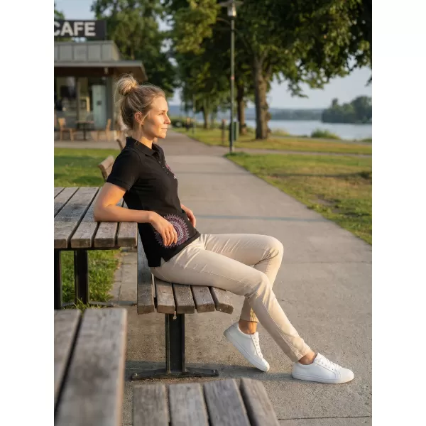  Damen-T-Shirt mit Kragen ALTISPORT ALW024210 SCHWARZ ROSA 