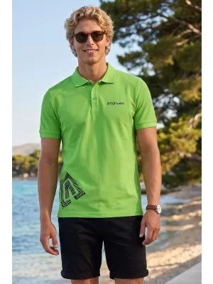 Herren-T-Shirt mit Kragen ALTISPORT ALM013203 APFELGRÜN
