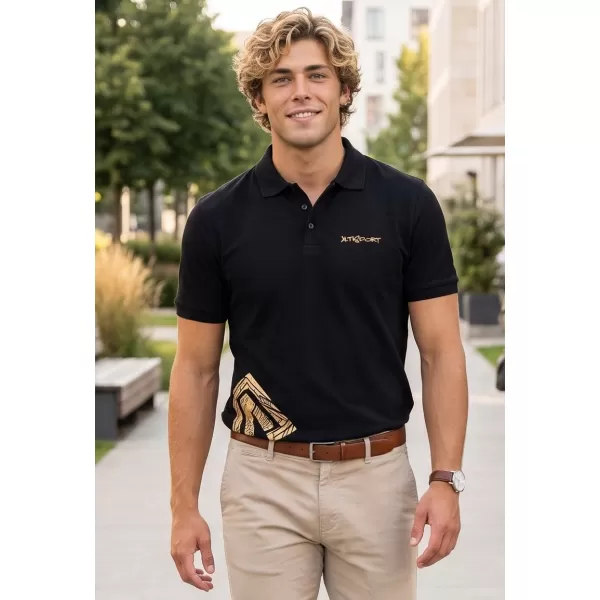  Herren-T-Shirt mit Kragen ALTISPORT ALM013203 SCHWARZ UND GOLD 