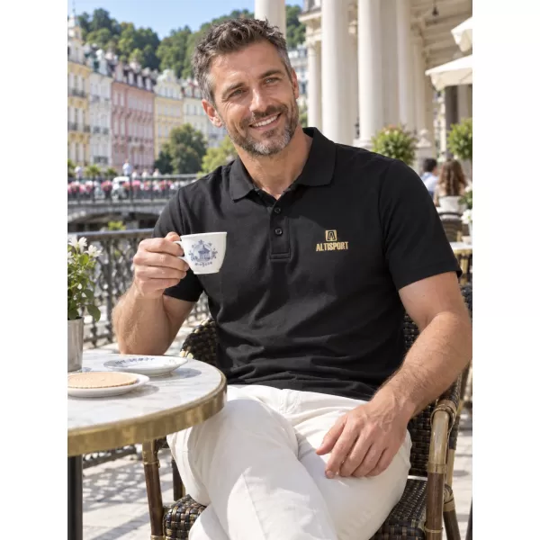  Herren-Funktions-T-Shirt mit Kragen ALTISPORT ALM006217 SCHWARZ UND GOLD 