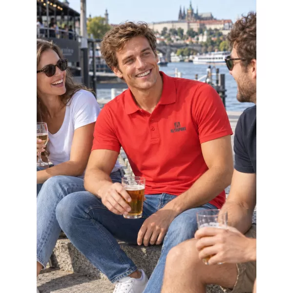  Herren-Funktions-T-Shirt mit Kragen ALTISPORT ALM006217 ROT 