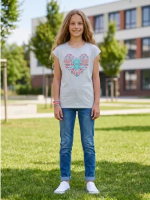Girl's T -Shirt mit kurzen Ärmeln SAM 73 FREYA GT 550 GRAU