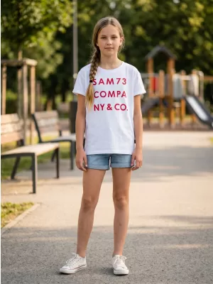 Girl's T -Shirt mit kurzen Ärmeln SAM 73 MELANIE GT 551 WEIß