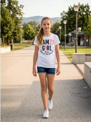 Girl's T -Shirt mit kurzen Ärmeln SAM 73 KYLIE GT 549 WEIß