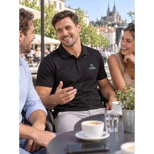  Herren-Funktions-T-Shirt mit Kragen ALTISPORT ALM006217 SCHWARZ 