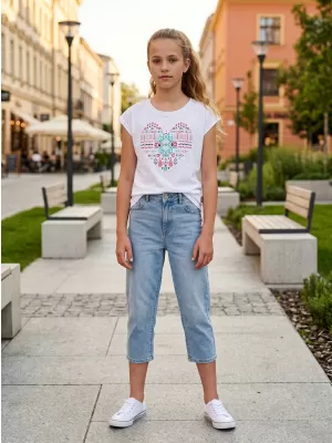 Girl's T -Shirt mit kurzen Ärmeln SAM 73 FREYA GT 550 WEIß