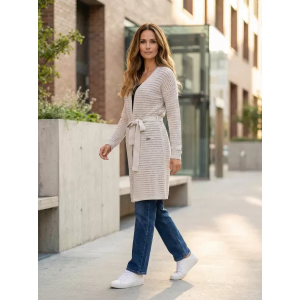  Lange Strickjacke für Damen KIXMI LORRY HELLGRAU 