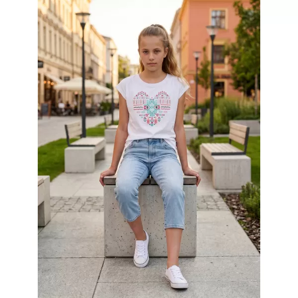  Girl's T -Shirt mit kurzen Ärmeln SAM 73 FREYA GT 550 WEIß 