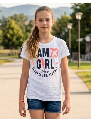 Girl's T -Shirt mit kurzen Ärmeln SAM 73 KYLIE GT 549 WEIß