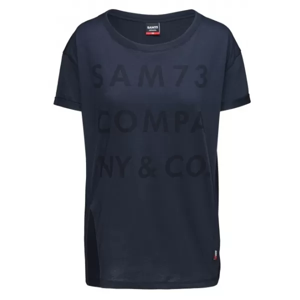  Frauen t -Shirt mit kurzen Ärmeln SAM 73 NINA WT 818 DUNKELBLAU 