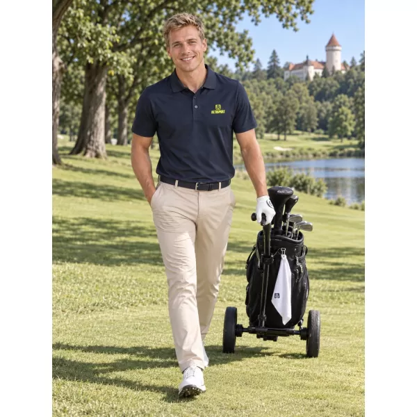  Herren-Funktions-T-Shirt mit Kragen ALTISPORT ALM006217 NAVY BLAU 