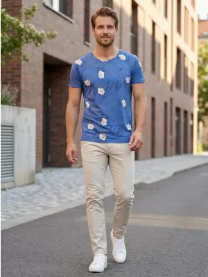 Herren-T-Shirt KIXMI LARRY BLAU