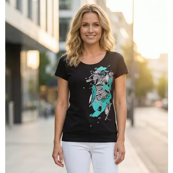  Damen-T-Shirt ALTISPORT ALW084120 SCHWARZ TÜRKIS 