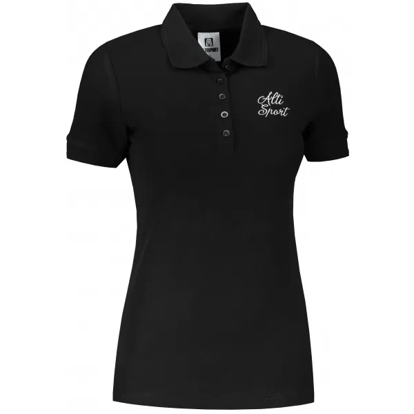  Damen-T-Shirt mit Kragen ALTISPORT ALW056210 SCHWARZ UND WEIß 