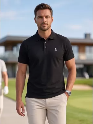 Premium-T-Shirt für Herren mit Kragen ALTISPORT ALM002203 SCHWARZ UND WEIß