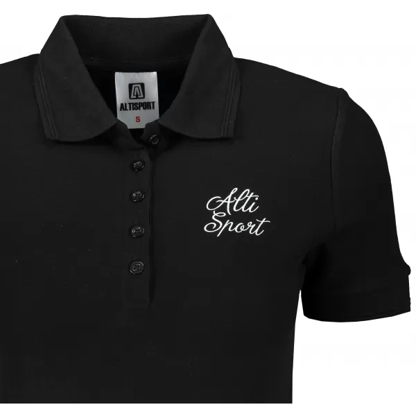  Damen-T-Shirt mit Kragen ALTISPORT ALW056210 SCHWARZ UND WEIß 