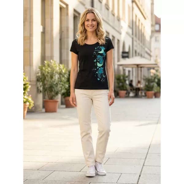  Damen-T-Shirt ALTISPORT ALW096122 SCHWARZ UND BLAU 