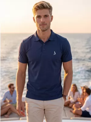 Premium-T-Shirt für Herren mit Kragen ALTISPORT ALM002203 MITTERNACHTSBLAU