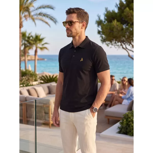  Premium-T-Shirt für Herren mit Kragen ALTISPORT ALM002203 SCHWARZ UND GOLD 