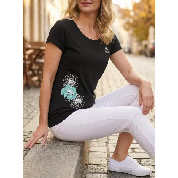  Damen-T-Shirt ALTISPORT ALW106120 SCHWARZ TÜRKIS 