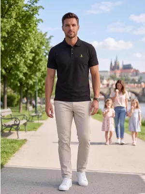 Premium-T-Shirt für Herren mit Kragen ALTISPORT ALM002203 SCHWARZ UND GRÜN