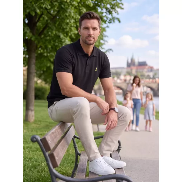  Premium-T-Shirt für Herren mit Kragen ALTISPORT ALM002203 SCHWARZ UND GRÜN 