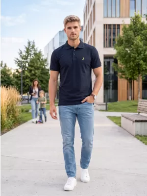Premium-T-Shirt für Herren mit Kragen ALTISPORT ALM002203 NAVY BLAU