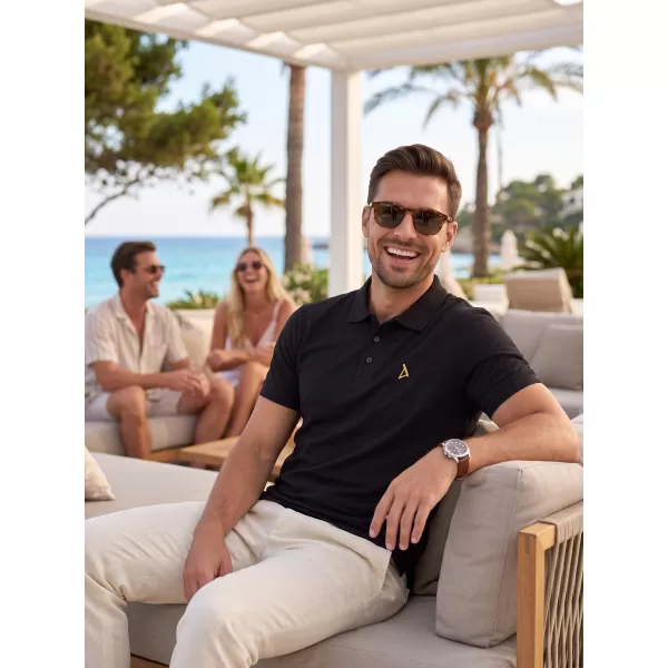  Premium-T-Shirt für Herren mit Kragen ALTISPORT ALM002203 SCHWARZ UND GOLD 