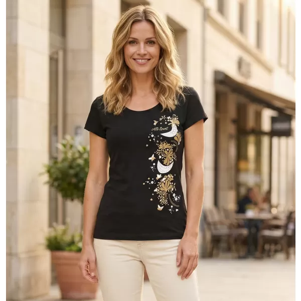  Damen-T-Shirt ALTISPORT ALW096122 SCHWARZ UND GOLD 