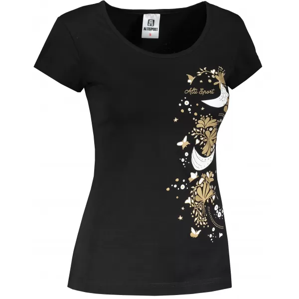  Damen-T-Shirt ALTISPORT ALW096122 SCHWARZ UND GOLD 