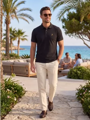 Premium-T-Shirt für Herren mit Kragen ALTISPORT ALM002203 SCHWARZ UND GOLD