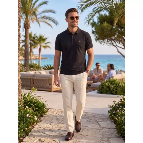  Premium-T-Shirt für Herren mit Kragen ALTISPORT ALM002203 SCHWARZ UND GOLD 