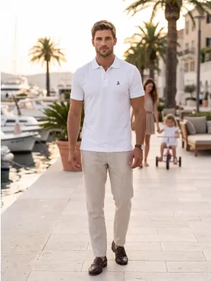 Premium-T-Shirt für Herren mit Kragen ALTISPORT ALM002203 WEIß