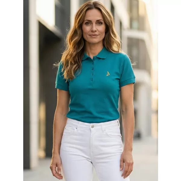  Premium-T-Shirt für Damen mit Kragen ALTISPORT ALW002210 DUNKLES TÜRKIS 