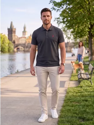 Premium-T-Shirt für Herren mit Kragen ALTISPORT ALM002203 ANTHRAZIT-HIGHLIGHT