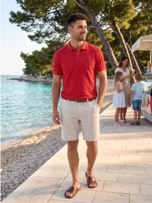 Premium-T-Shirt für Herren mit Kragen ALTISPORT ALM002203 ROT