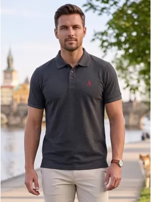 Premium-T-Shirt für Herren mit Kragen ALTISPORT ALM002203 ANTHRAZIT-HIGHLIGHT