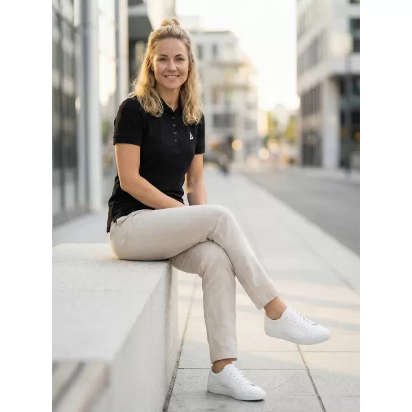  Premium-T-Shirt für Damen mit Kragen ALTISPORT ALW002210 SCHWARZ UND WEIß 