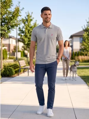 Premium-T-Shirt für Herren mit Kragen ALTISPORT ALM002203 DUNKELGRAUE HIGHLIGHTS