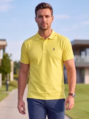Premium-T-Shirt für Herren mit Kragen ALTISPORT ALM002203 ZITRONE