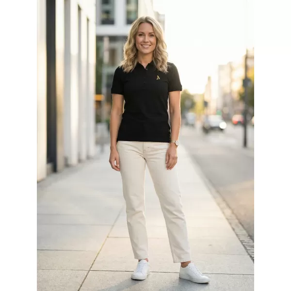  Premium-T-Shirt für Damen mit Kragen ALTISPORT ALW002210 SCHWARZ UND GOLD 