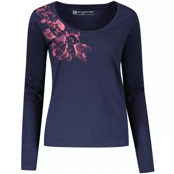  Damen-T-Shirt ALTISPORT KOLIA LTSU837 DUNKELBLAU/ROSA 