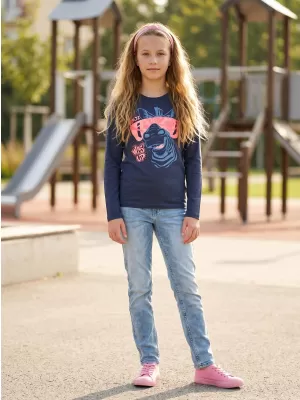 Girl's T -Shirt mit langen Ärmeln SAM 73 AGNES GT 555 BLAU