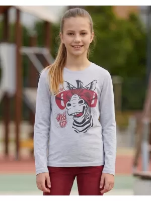 Girl's T -Shirt mit langen Ärmeln SAM 73 AGNES GT 555 HELLGRAU