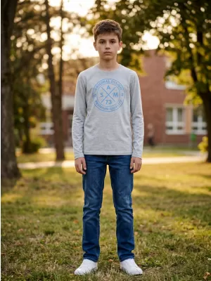 Boy T -Shirt mit langen Ärmeln SAM 73 SASHA BT 552 HELLGRAU