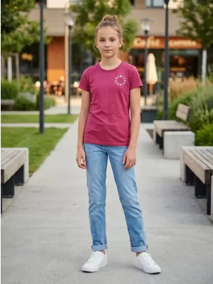 Girl's T -Shirt mit kurzen Ärmeln SAM 73 LEONI GT 553 DUNKELROSA